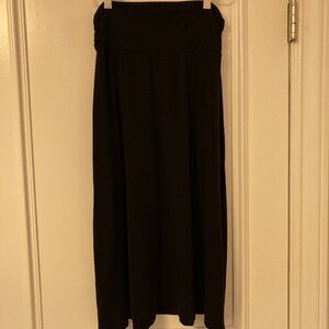 Bobeau black ruched midi skirt